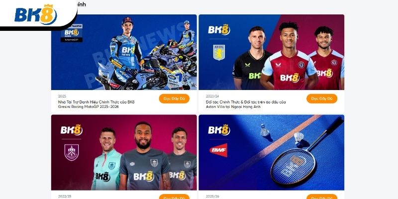 BK8 hợp tác với các đại sứ nổi danh 