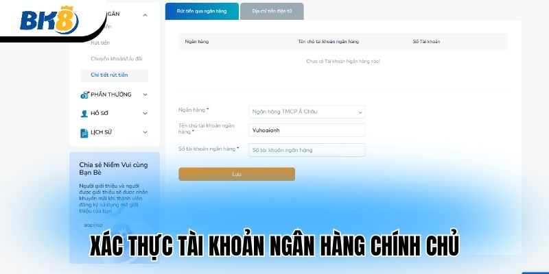 Xác thực tài khoản ngân hàng chính chủ